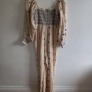 Free People Smocked Flowered Dahlia Jumper XS